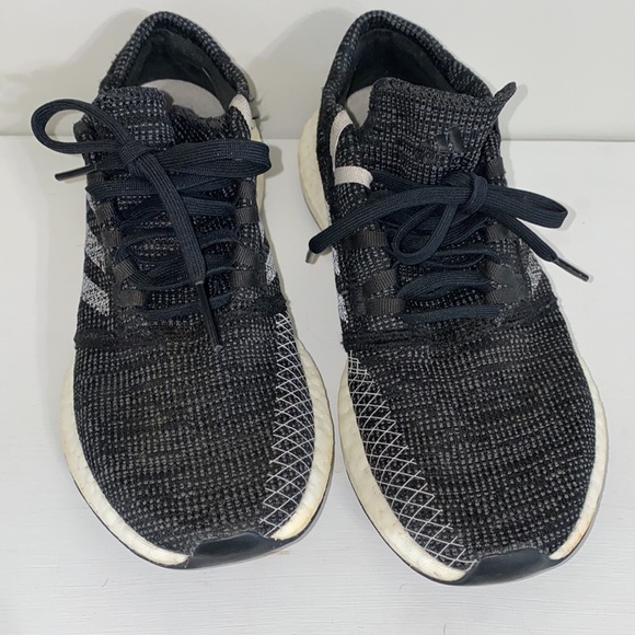 Adidas Unisex Pure Boost Lace Up Sneakers Mesh Black Grey Size 6.5 - Picture 2 of 6